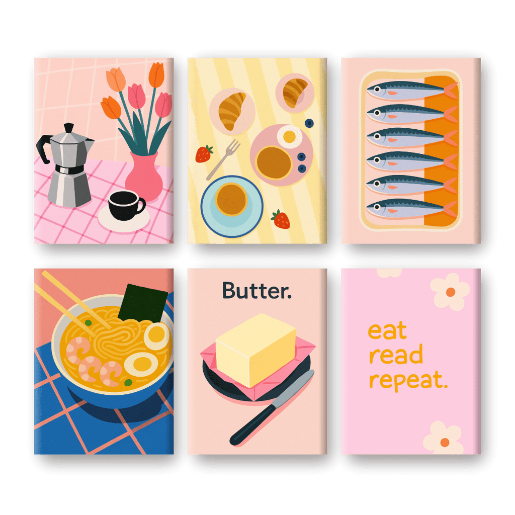 6 Mini Paintings - Retro Brunch Set