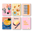 6 Mini Paintings - Retro Brunch Set