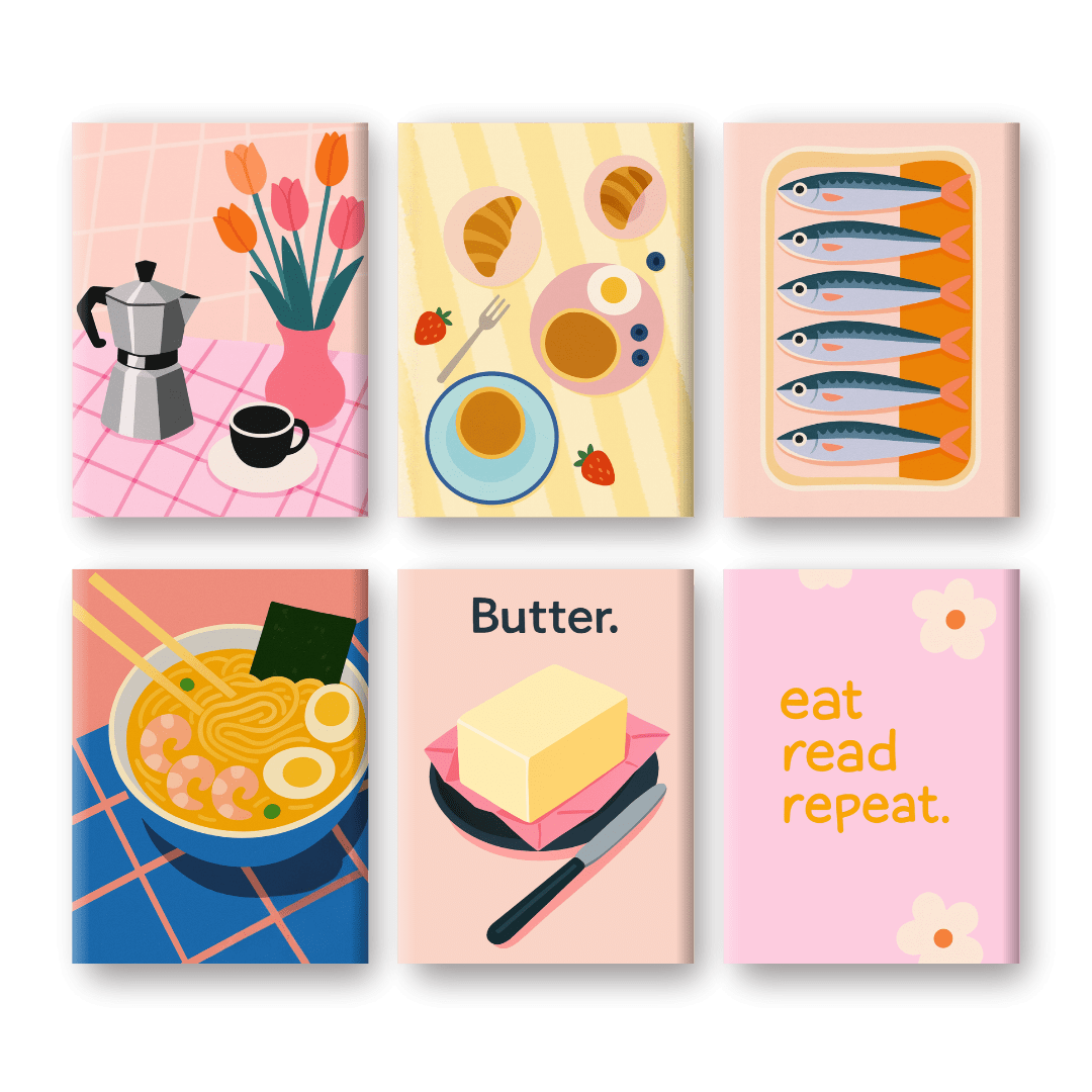 6 Mini Paintings - Retro Brunch Set