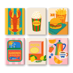 6 Mini Paintings | Retro Food Set