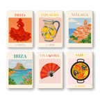 6 Mini Paintings - Spanish Summer Set