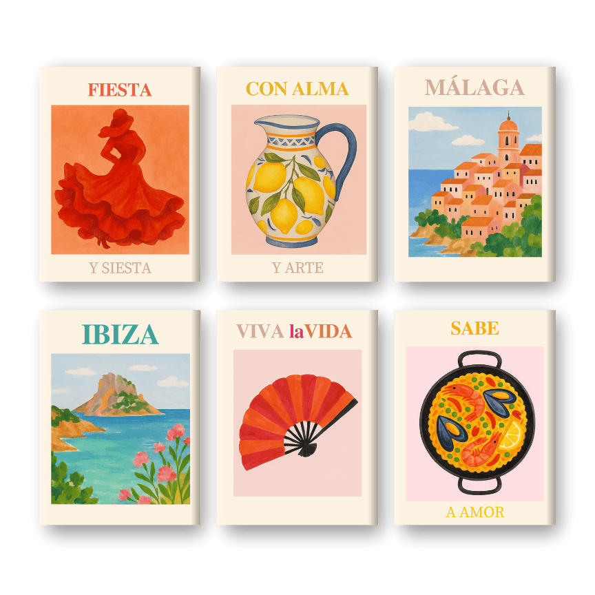 6 Mini Paintings - Spanish Summer Set