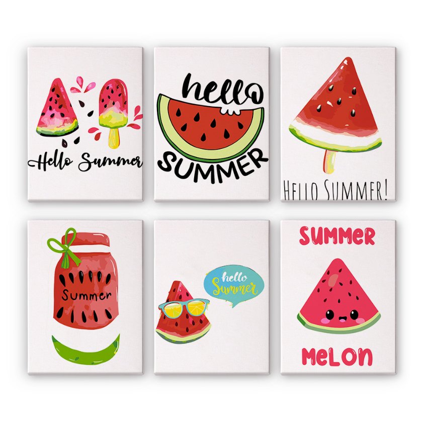 6 Mini Paintings - Summer Melon Set