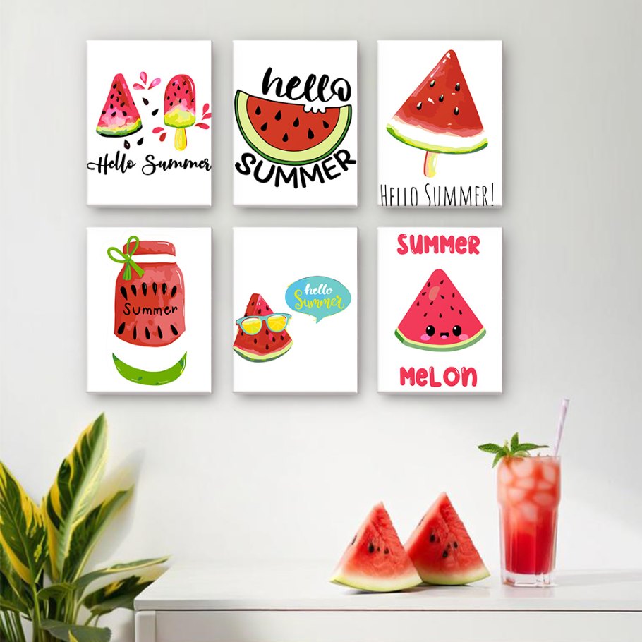 6 Mini Paintings - Summer Melon Set