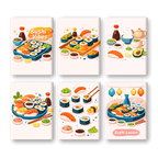 6 Mini Paintings - Sushi Vibes Set