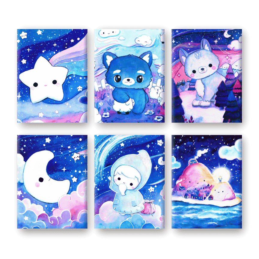 6 Mini Paintings | Sweet Dreams Set - By Tiny Tami