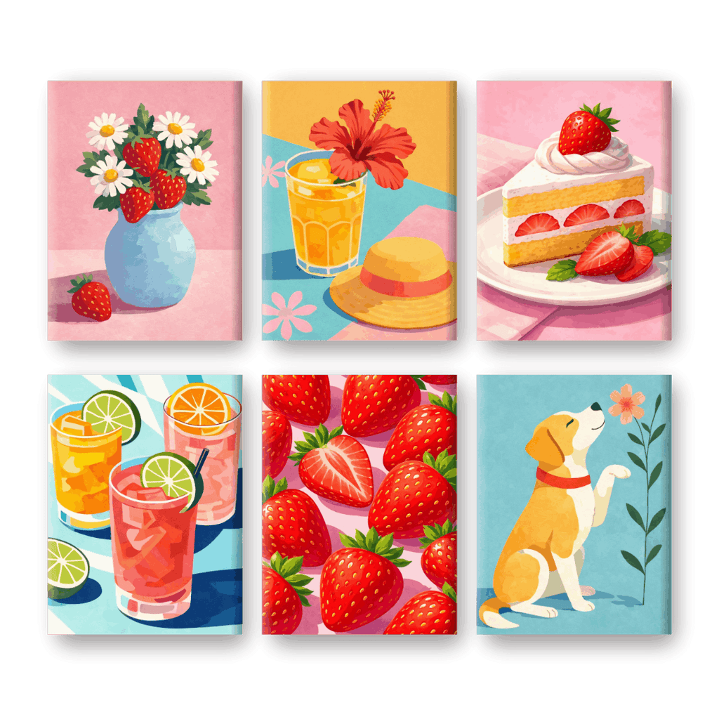 6 Mini Paintings - Sweet Summer Set
