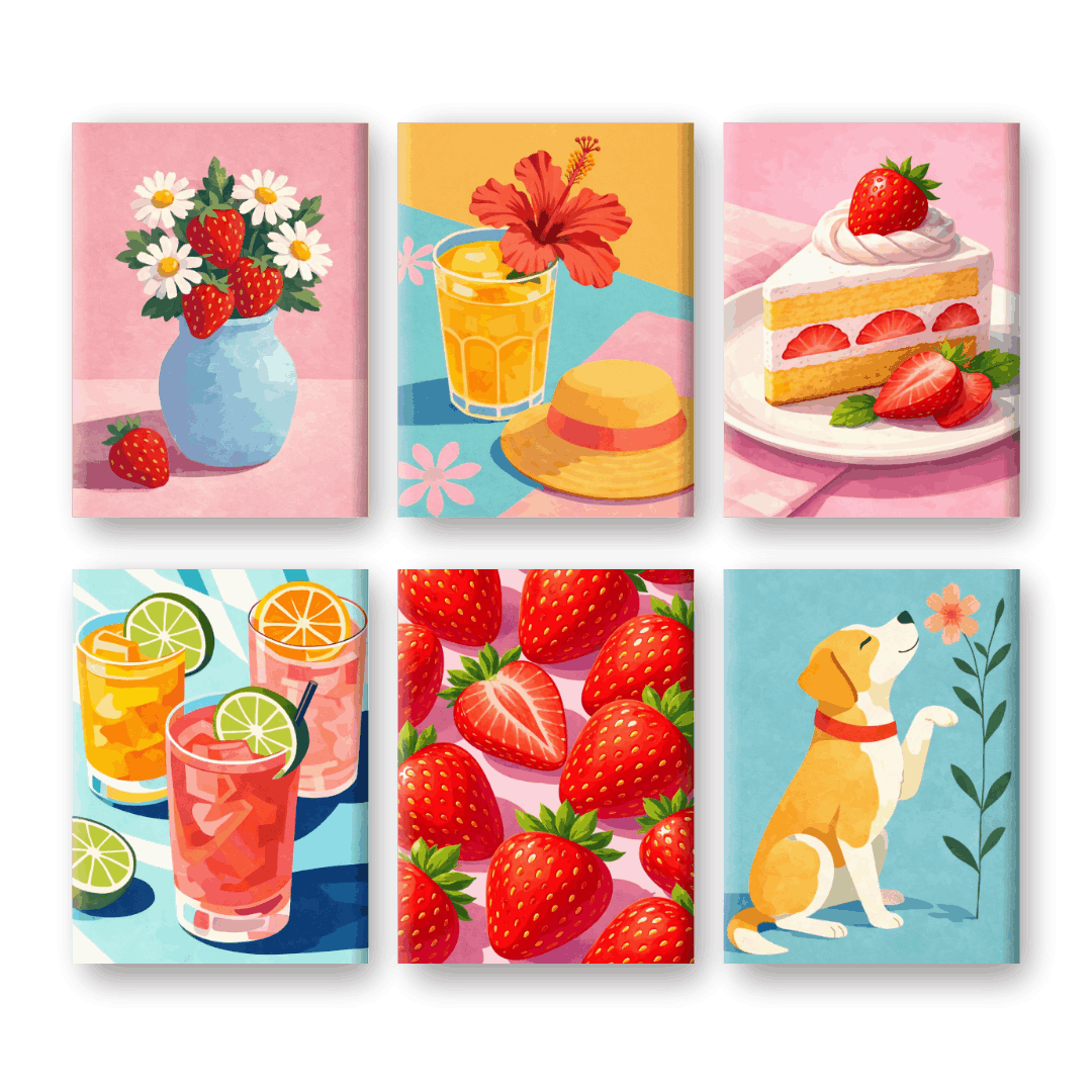 6 Mini Paintings - Sweet Summer Set