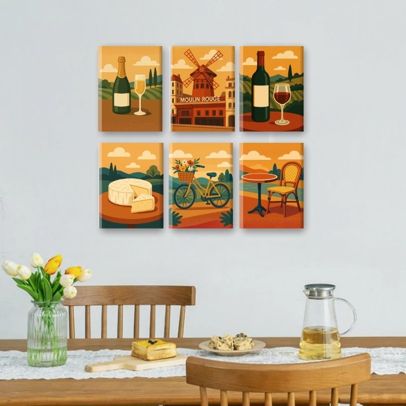 6 Mini Paintings - Taste of France Set