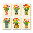 6 Mini Paintings | Tulips in Cans Set