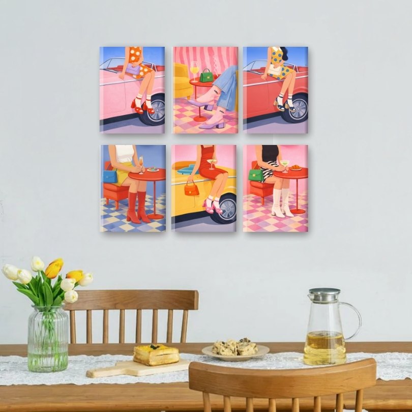 6 Mini Paintings - Vintage Glam Set