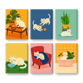 6 Mini Paintings - White Cat Set