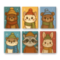 6 Mini Paintings - Winter Animals Set
