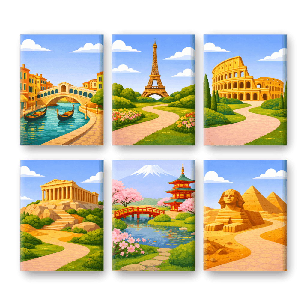 6 Mini Paintings - World Trip Set