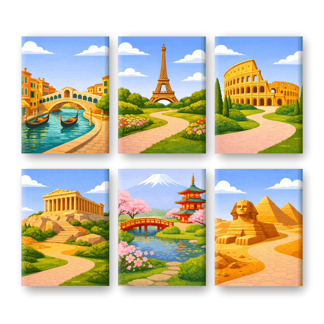 6 Mini Paintings - World Trip Set
