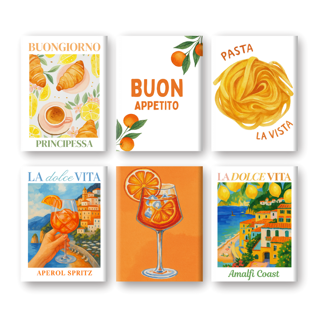 6 Mini Paintings - Italian Buon Appetito set