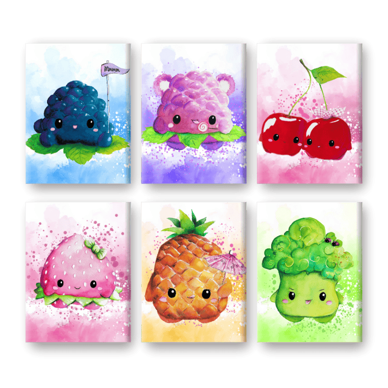 6 Mini Paintings | Kawaii Foods Set - By Tiny Tami