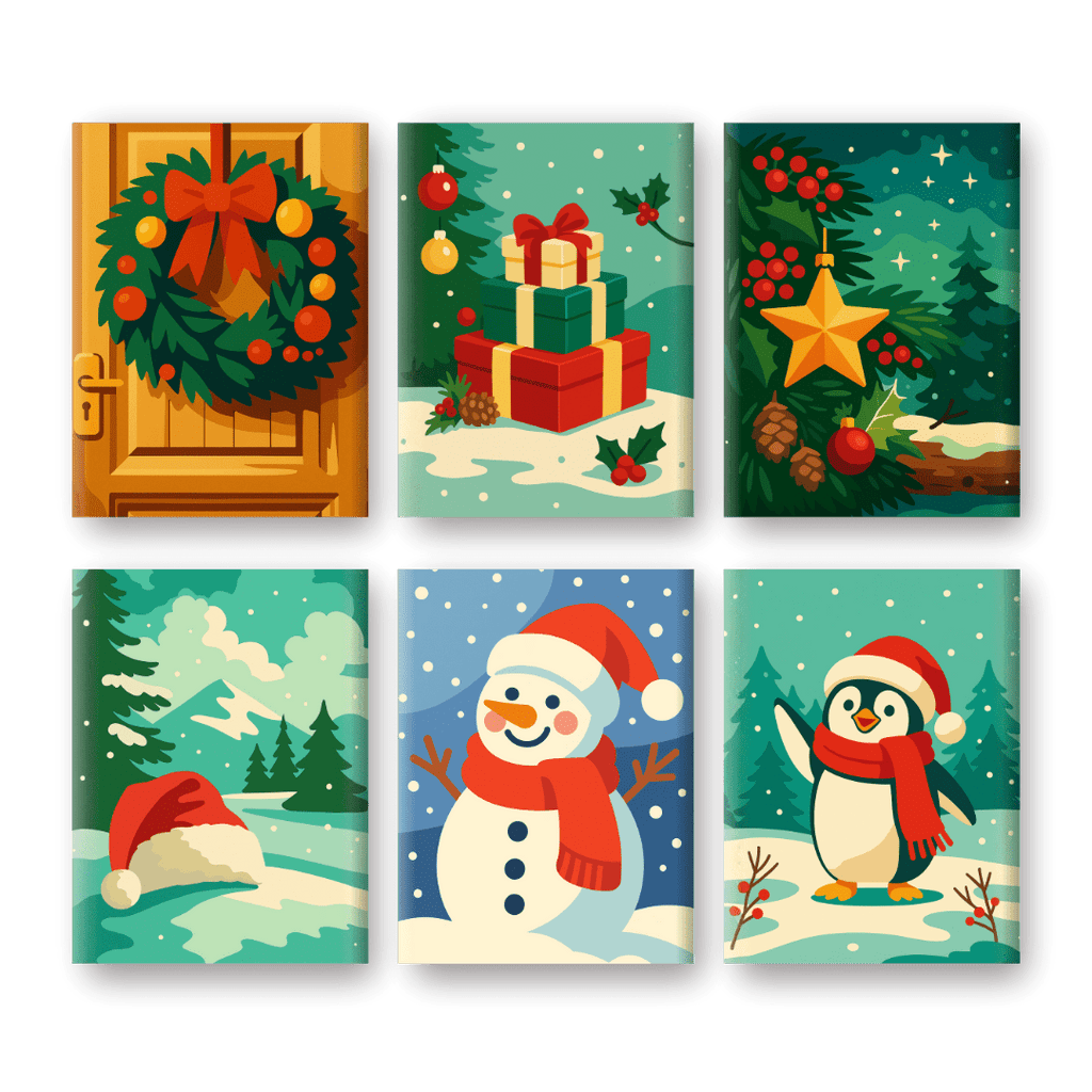 6 Mini Paintings | Snowy Christmas Set