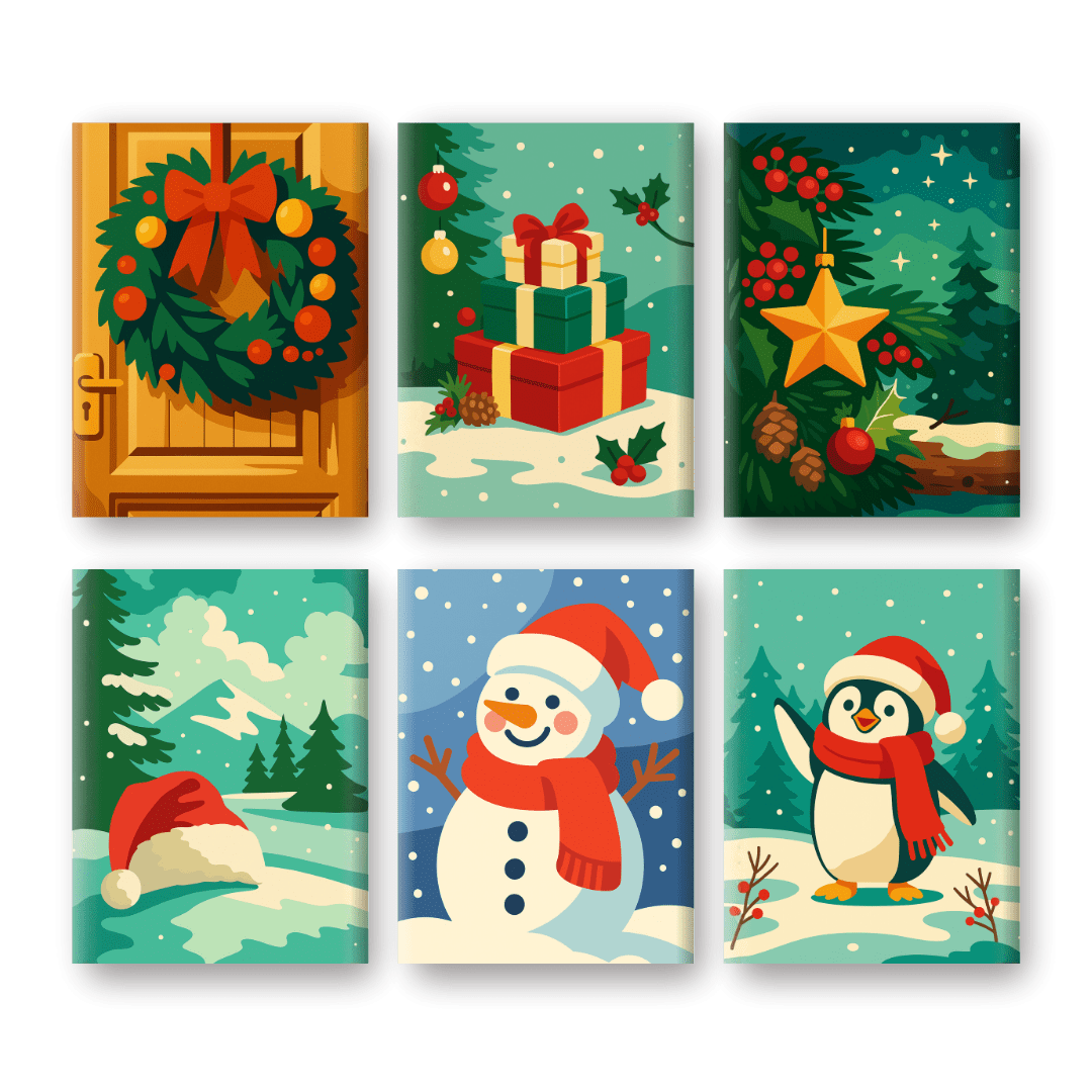 6 Mini Paintings | Snowy Christmas Set