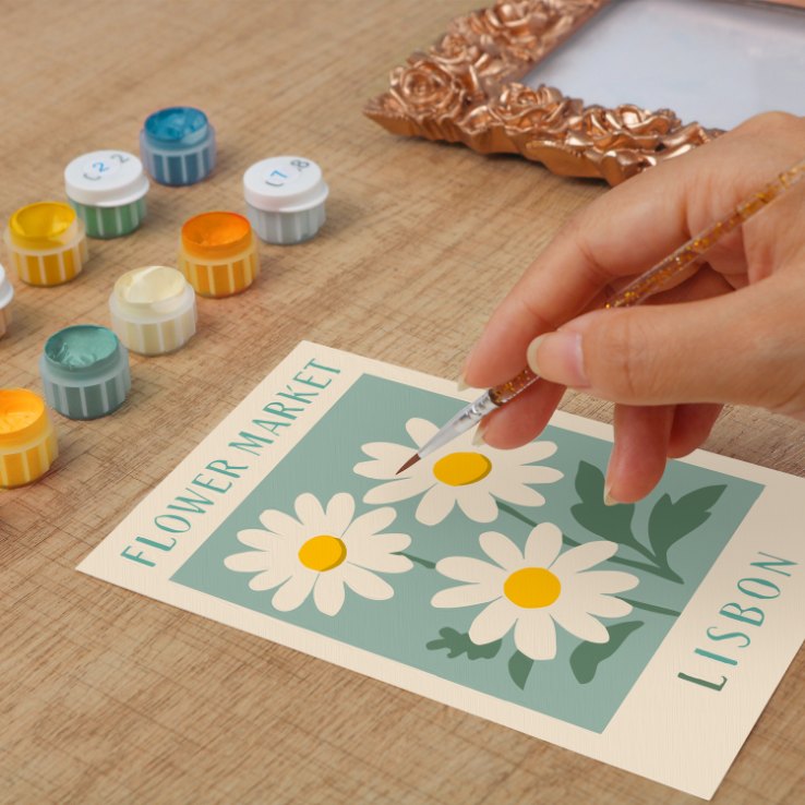 Mini Painting with Picture Frame – Flower Market Lisbon