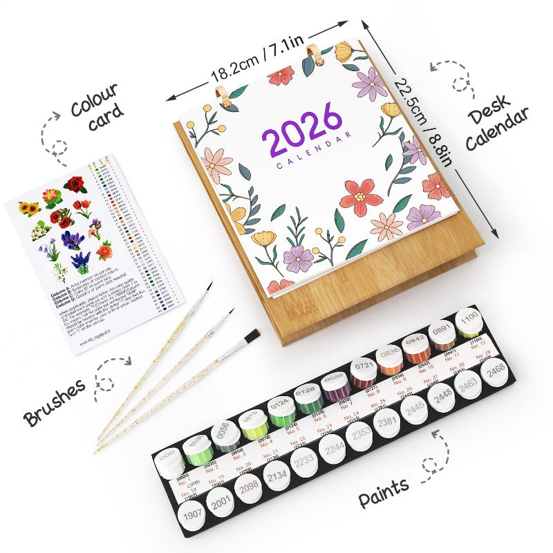 2026 Paint by Numbers desk Calendar | Flowers Edition