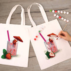 Paint by Numbers Totebag – Strawberry Daiquiri Cocktail