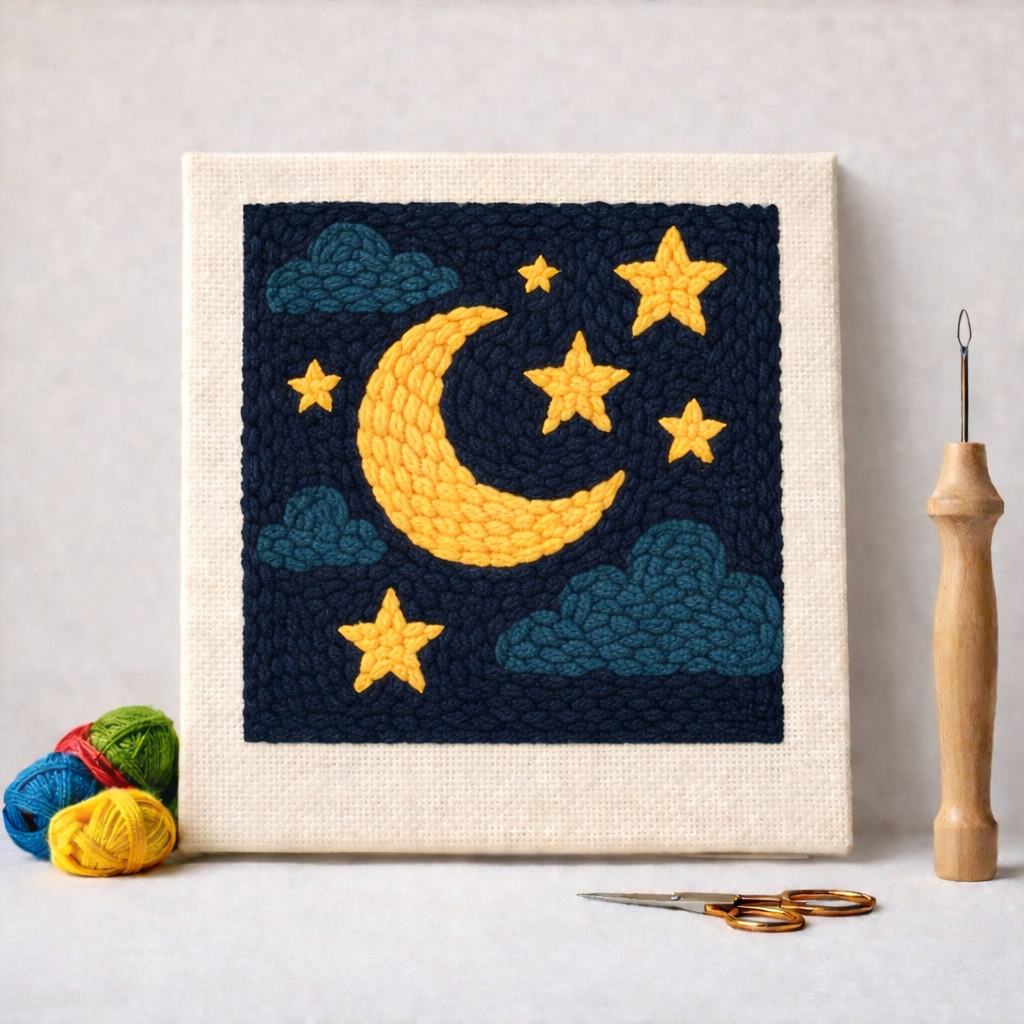 Punch Needle – Moon and Stars