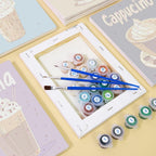 6 Mini Paintings - Colorful coffee set