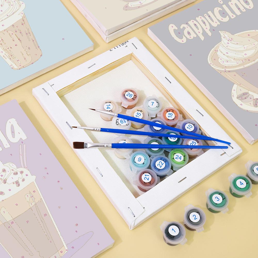 6 Mini Paintings - Colorful coffee set