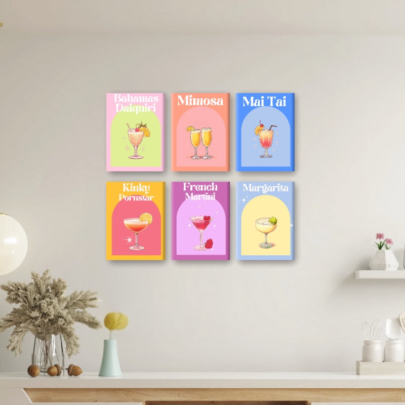 6 Mini Paintings - Girls Night Cocktail Set