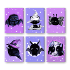 6 Mini Paintings | Sweet Gothic Creatures - By Tiny Tami