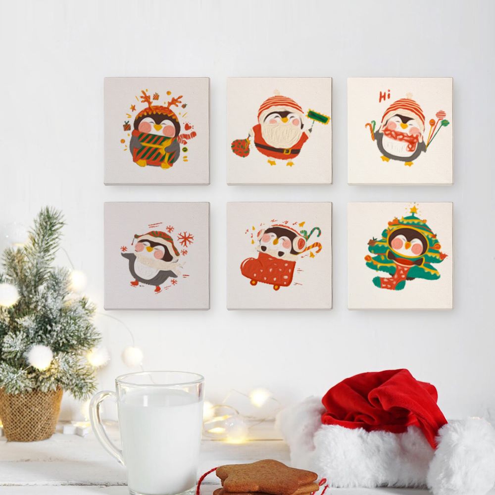 Paint by Numbers - 6 Mini Paintings | Christmas Penguins Set