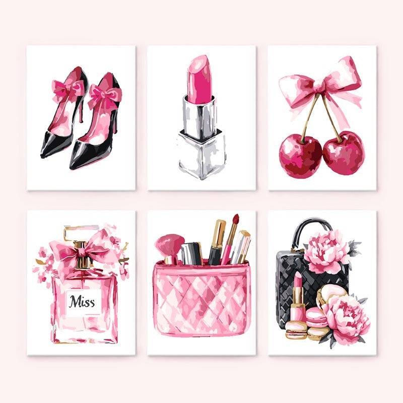 6 Mini Paintings - Pink glamour set