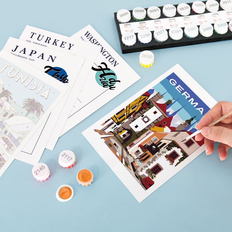 5 Postcards – World trip Set | Paint by Number