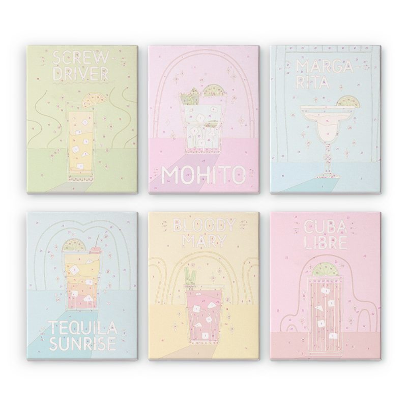 6 Mini Paintings - Paint & Pour Cocktail Set