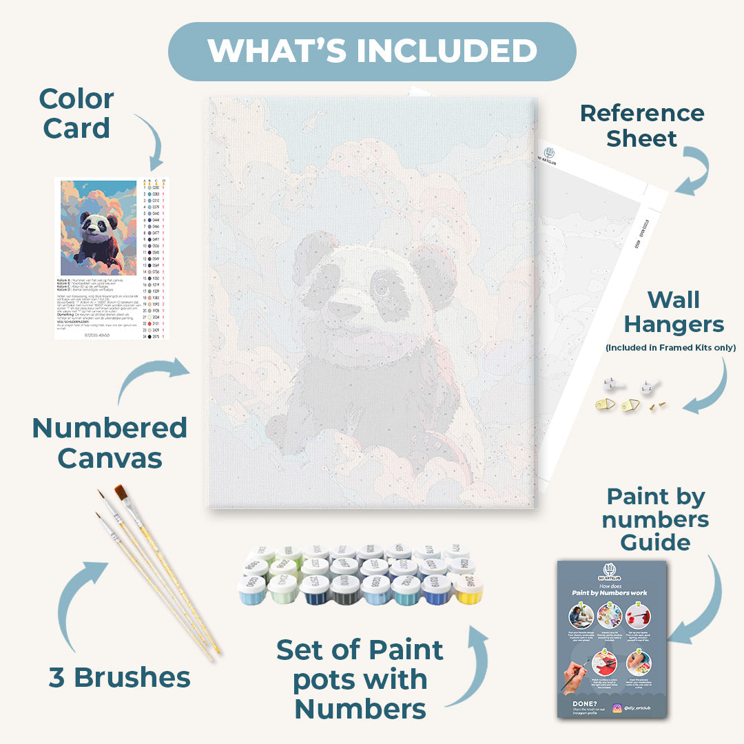 Panda in the clouds | Paint by Numbers