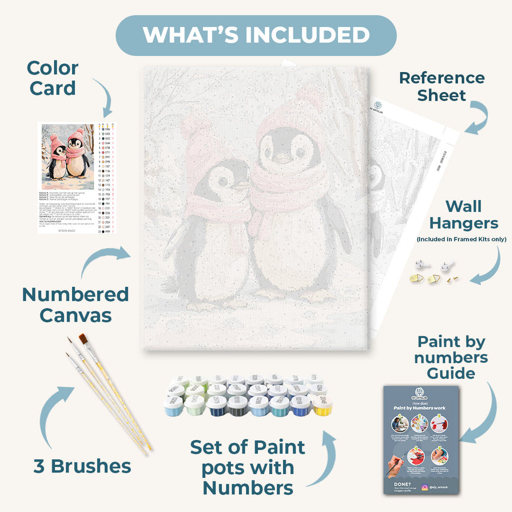 Penguins in the snow | Paint by Numbers