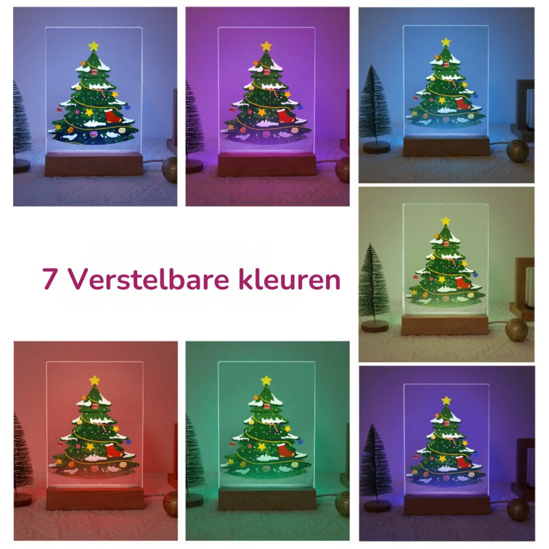 Paint by Numbers Christmas Lamp | Santa Claus and Reindeer Near the Tree