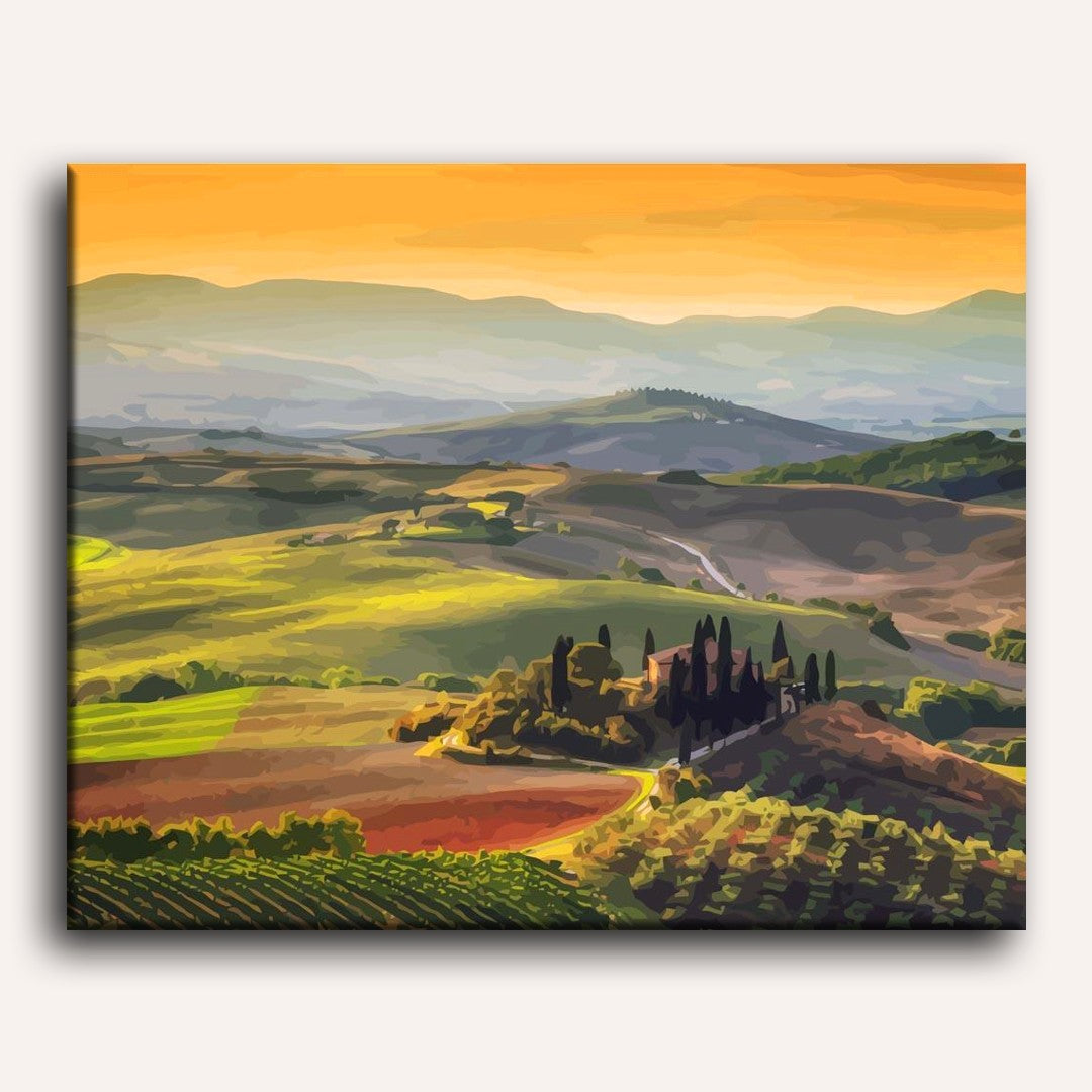 Tuscany Landscape at Sunrise | Paint by Numbers