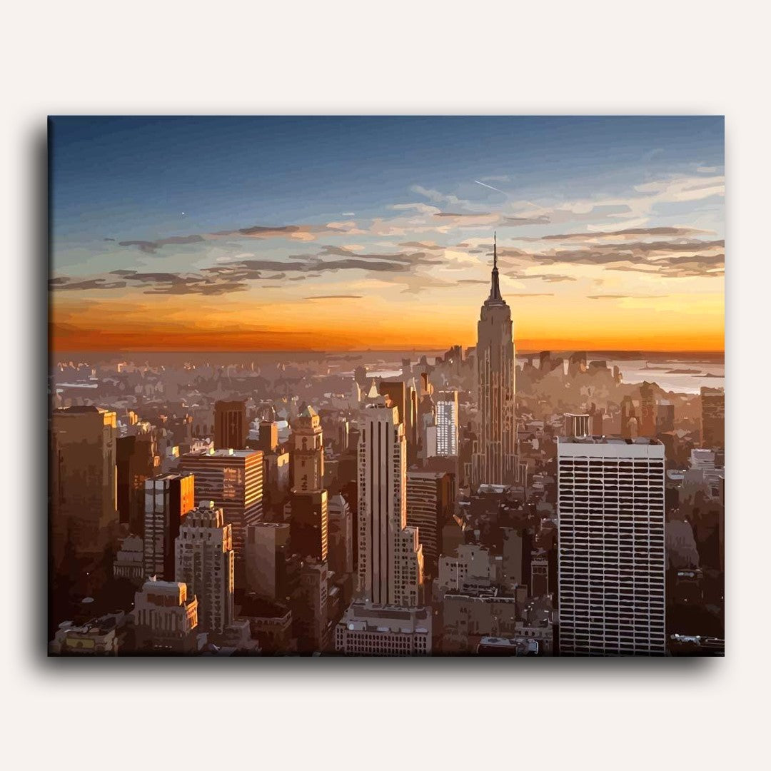 Sunset over Manhattan - New York | Paint by Numbers