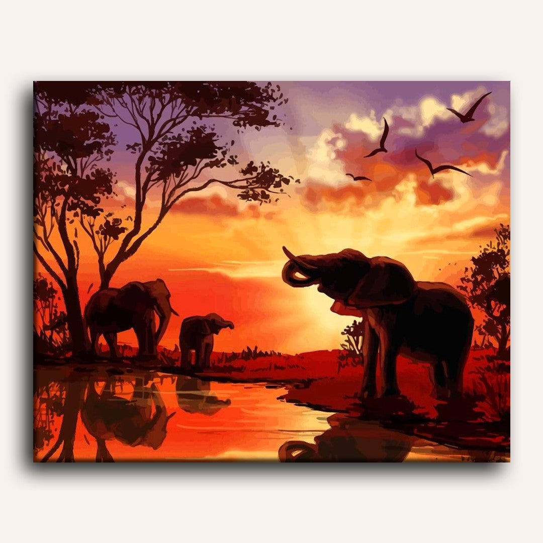 African Savanna Elephants | Paint by Numbers
