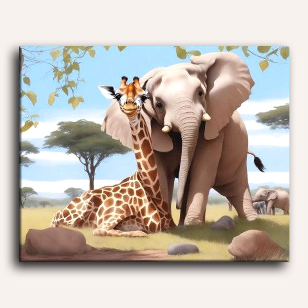 Elephant and Giraffe | Paint by Numbers