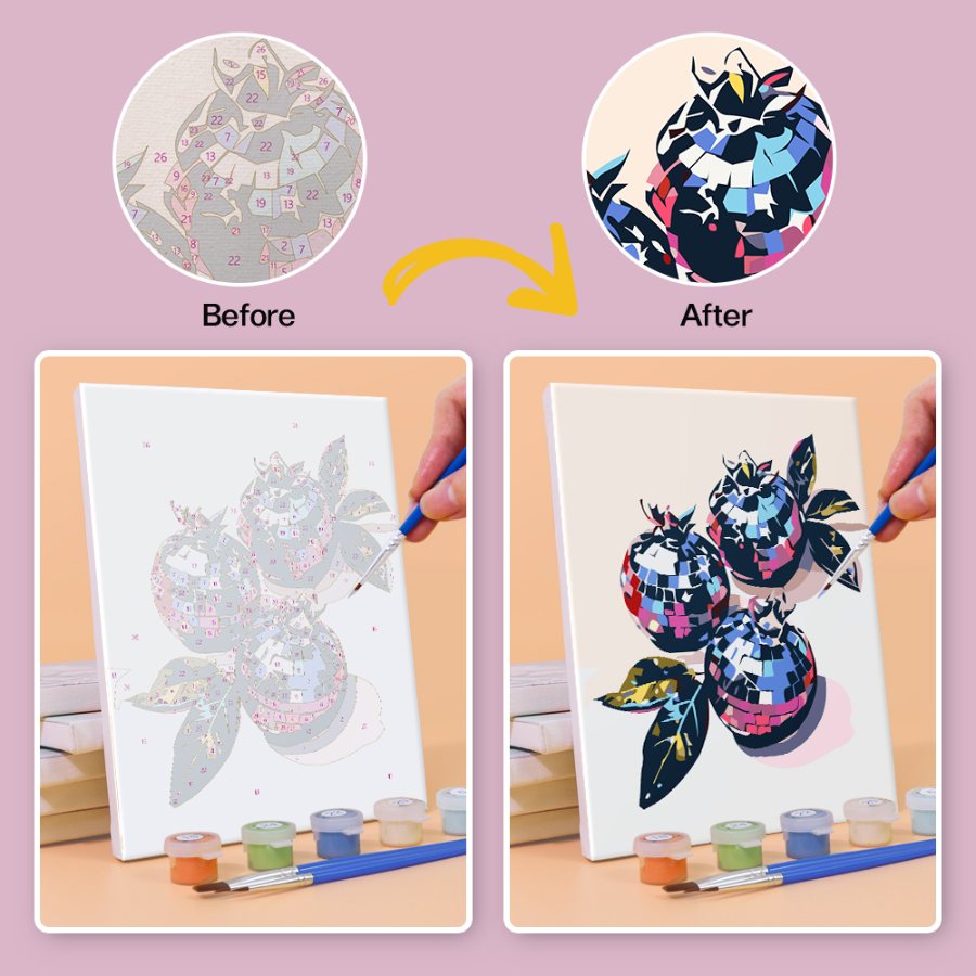 6 Mini Paintings - Disco Fruit Set