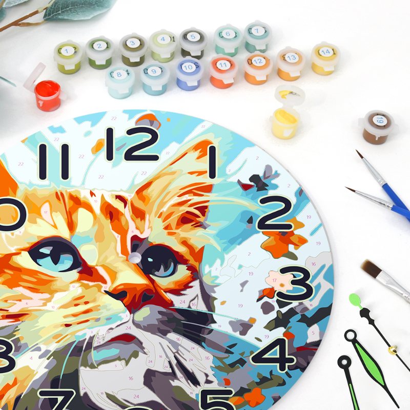 Painting by Numbers Clock – Beautiful Cat