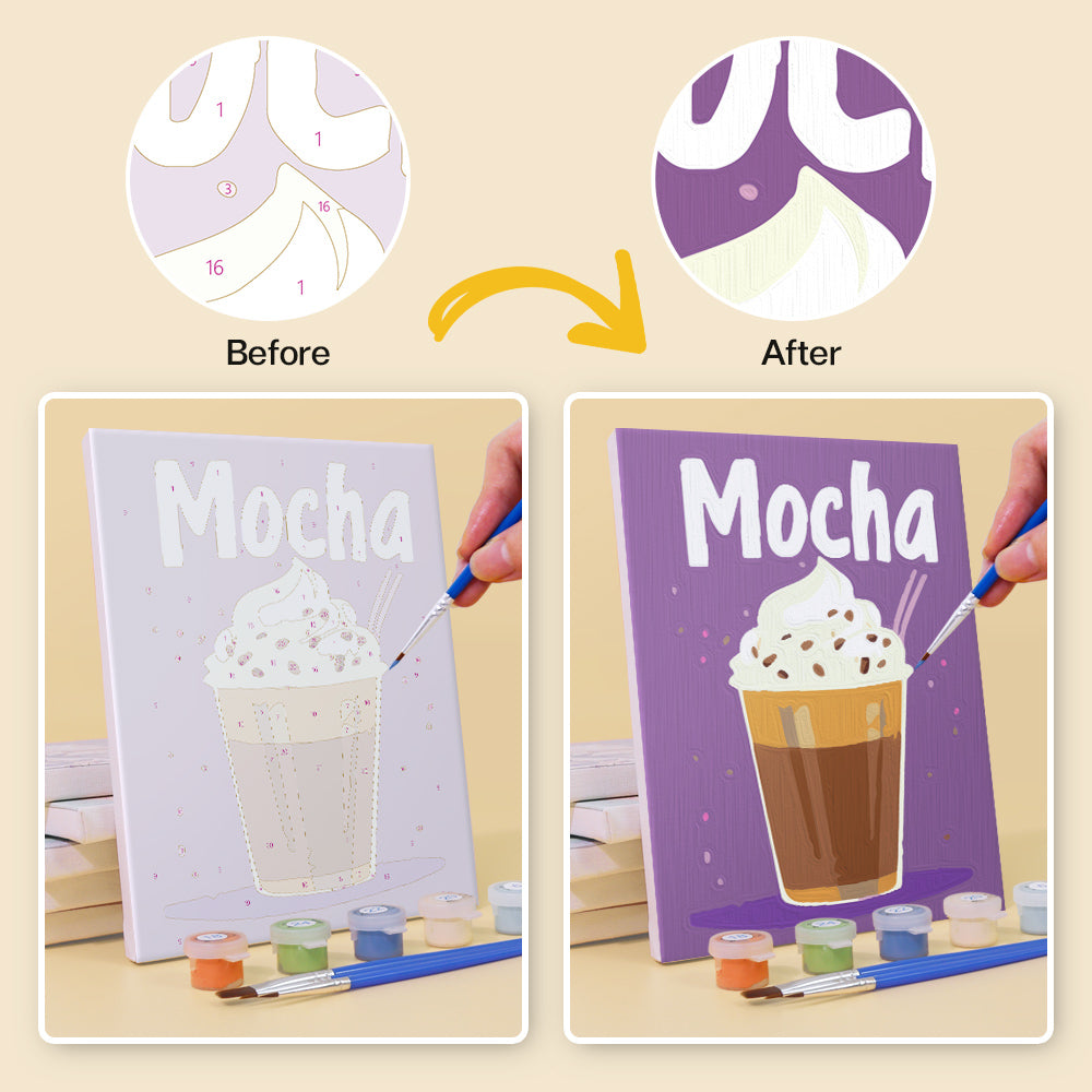 6 Mini Paintings - Colorful coffee set