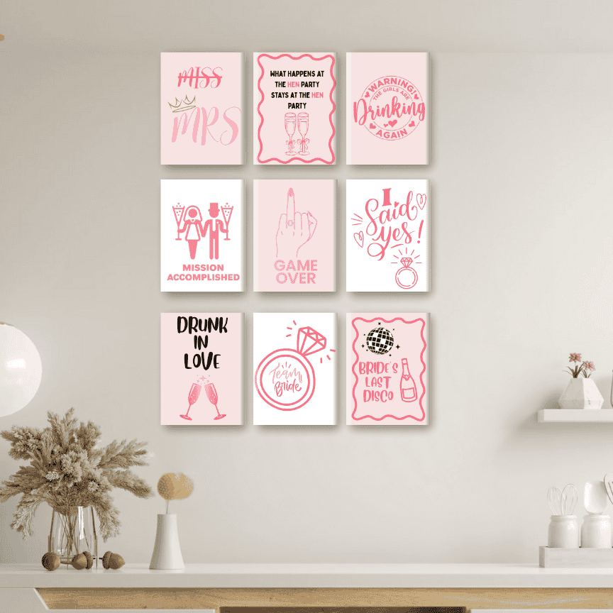 9 Mini Paintings – Bachelorette Set