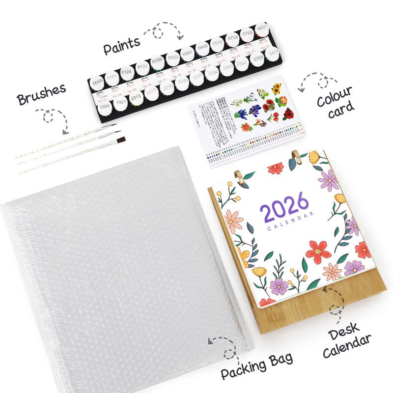 2026 Paint by Numbers desk Calendar | Flowers Edition