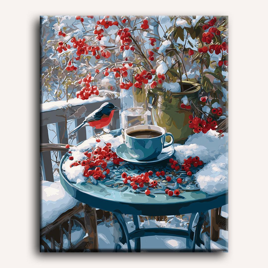 A snowy terrace | Paint by Number