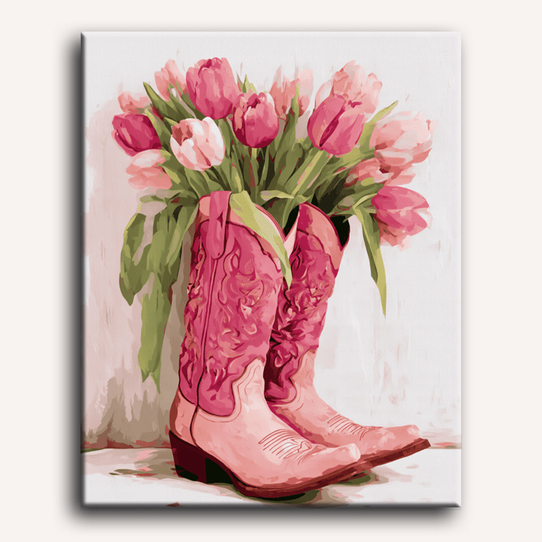 A tulip cowgirl boots | Paint by Number
