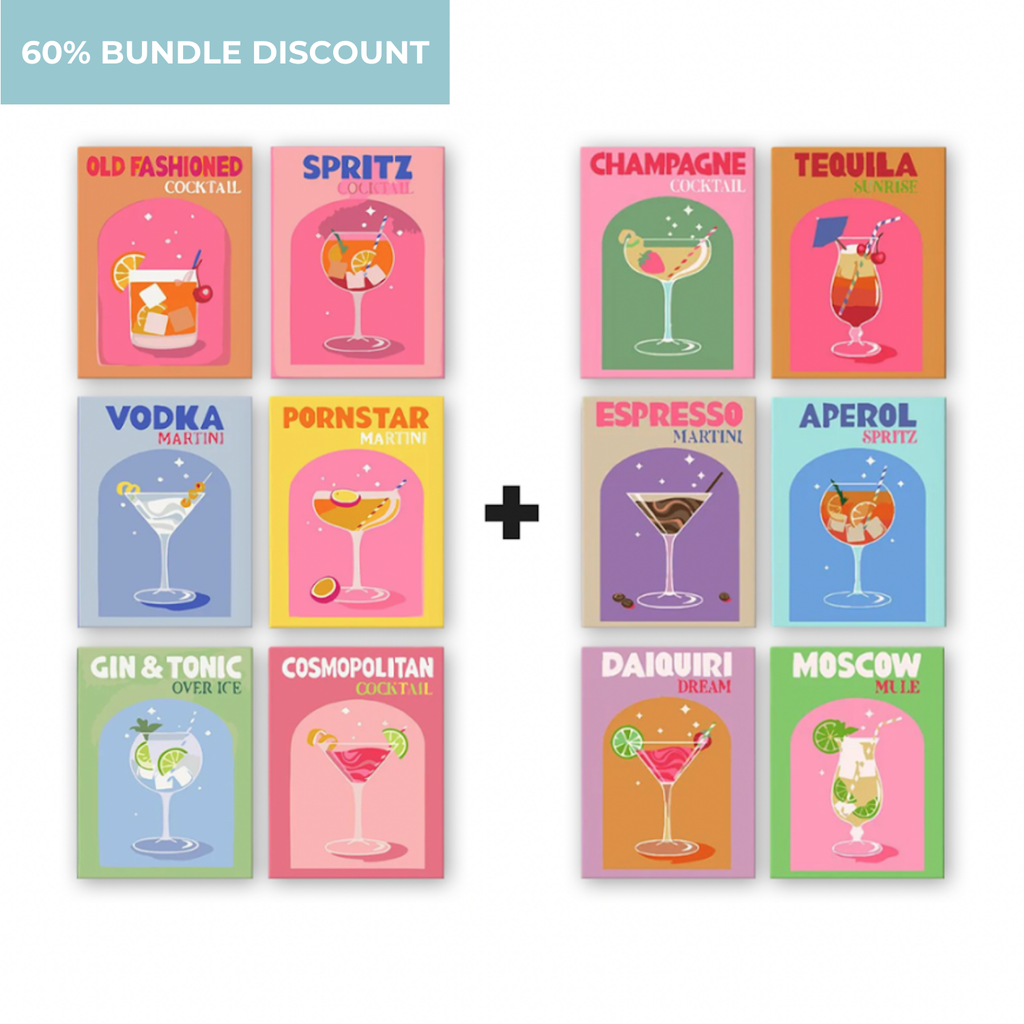 12 Mini Paintings | Colorful Cocktail Bundle